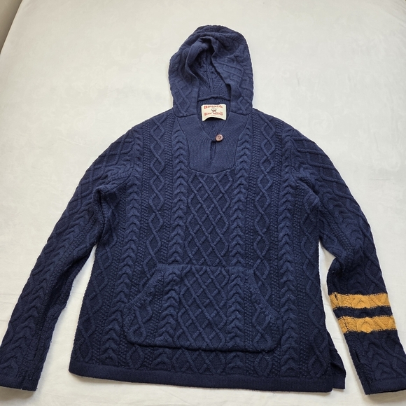 Birdwell Beach Britches Navy Cable Knit Hooded Fisherman Sweater XS Woman/Unisex - Picture 10 of 13
